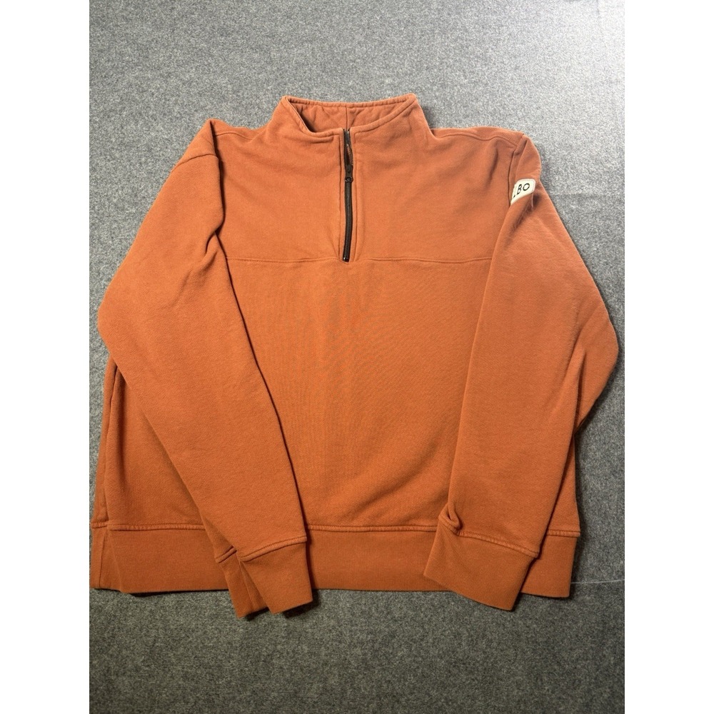 WillBO Men's Orange Terry 1/4 Zip Pullover Sweatshirt Medium